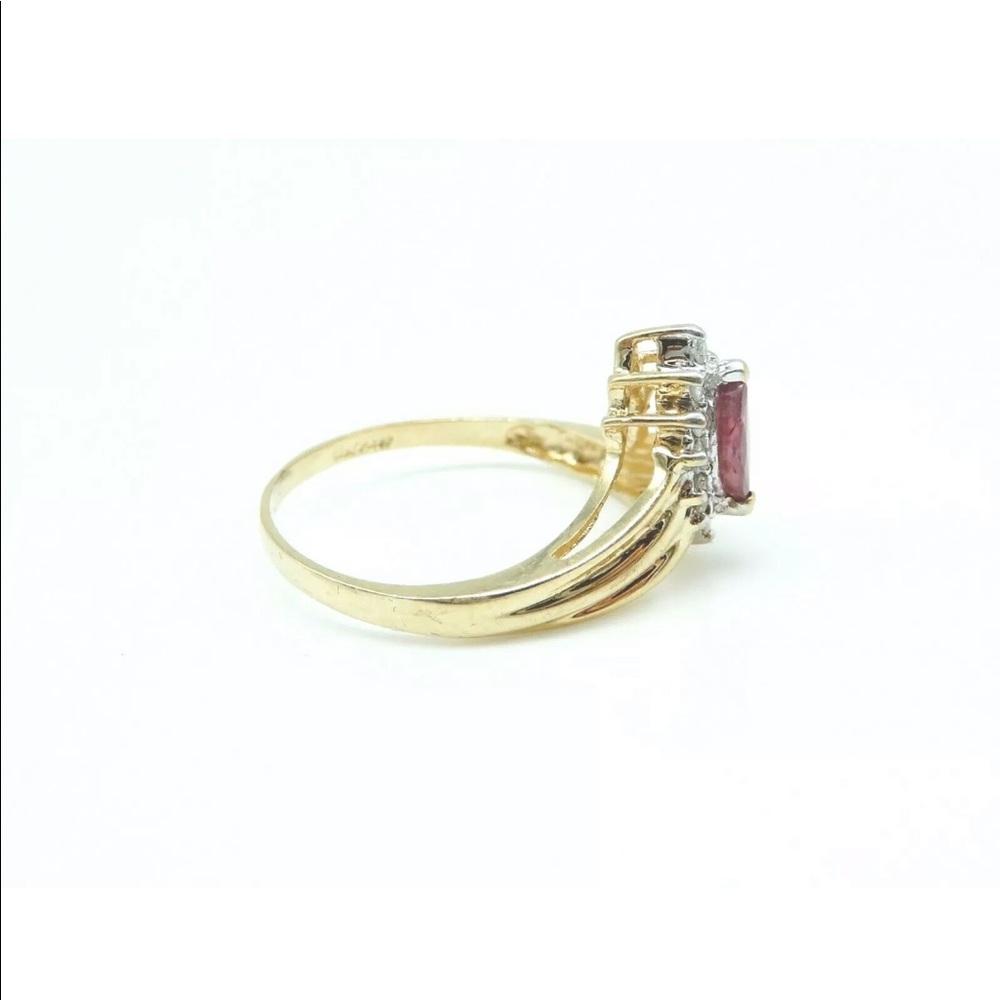 Beautiful Solid 14k Yellow Gold / Ruby /Diamond - image 4